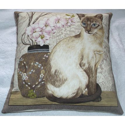Oriental Cat and Orchid cushion pillow