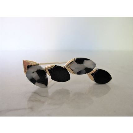 Small polished stone gold hair barrette clip for fine thin hair