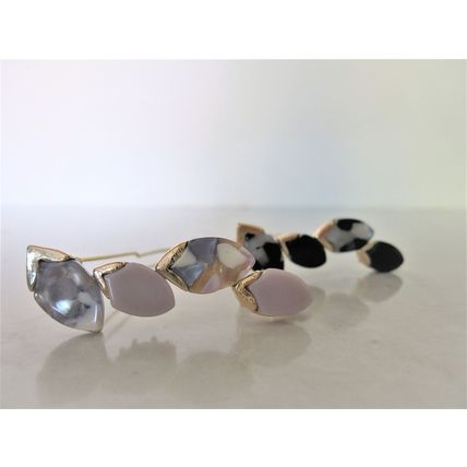 Small polished stone gold hair barrette clip for fine thin hair