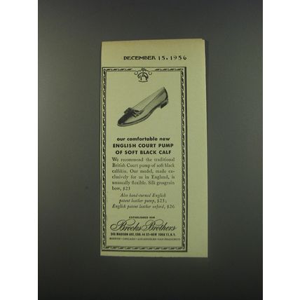 1956 Brooks Brothers Shoes Ad - Our comfortable new English Court Pump