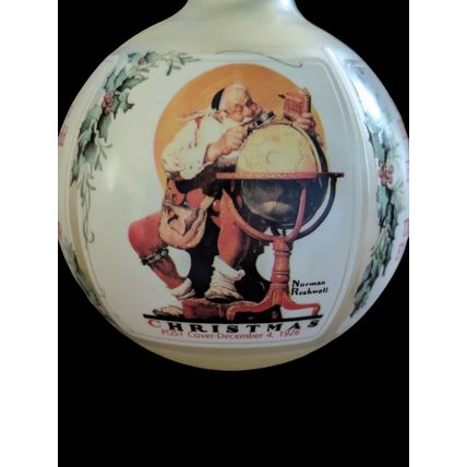 Hallmark Keepsake NORMAN ROCKWELL 1989 Christmas Ornament Glass Ball Santa VTG