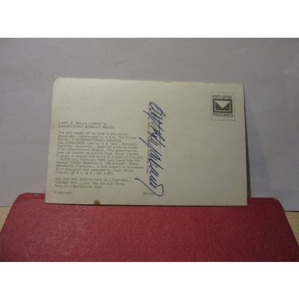 Capt. R Carney's INTERNATIONAL MODEL AIRPORT, c1980 signed postcard =