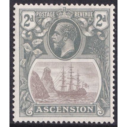 Ascension Island KGV 1924-33 2d Grey-Black Grey Ship SG13 Mint MH