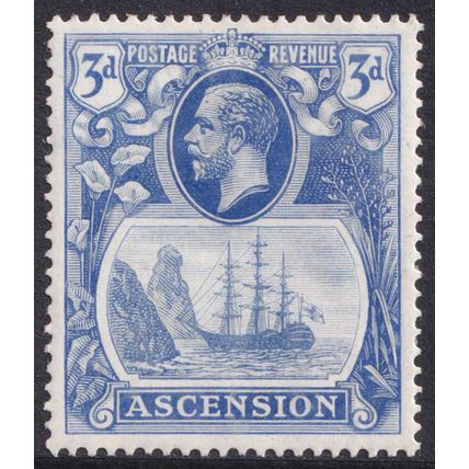Ascension Island KGV 1924-33 3d Blue Ship SG14 Mint MH