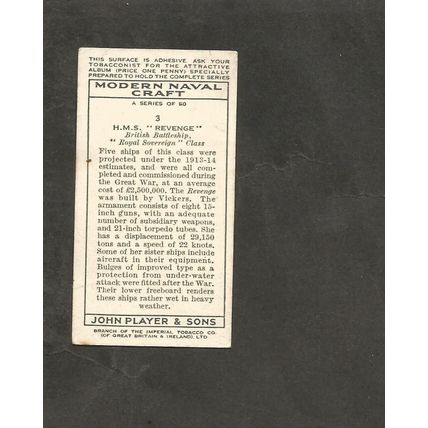 Players Modern Naval Craft 1939 #3 HMS Revenge