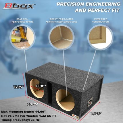 Bbox Dual Vented 12 Inch Subwoofer Enclosure - Pro Audio Tuned Dual Car Subwoofe