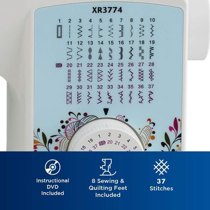 Brother Sewing and Quilting Machine, XR3774, 37 Built-In Stitches, Wide Table, 8
