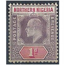 Northern Nigeria 1905 SG21 1d Dull Purple & Carmine Mounted Mint.