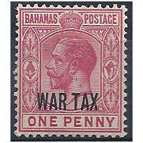 Bahamas 1918.SG97 1d Carmine WAR TAX Mounted Mint.