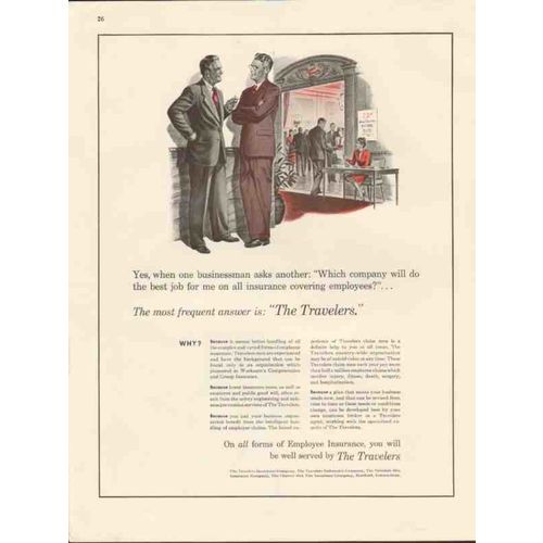travelers insurance company 1947 businessmen which company vintage ad