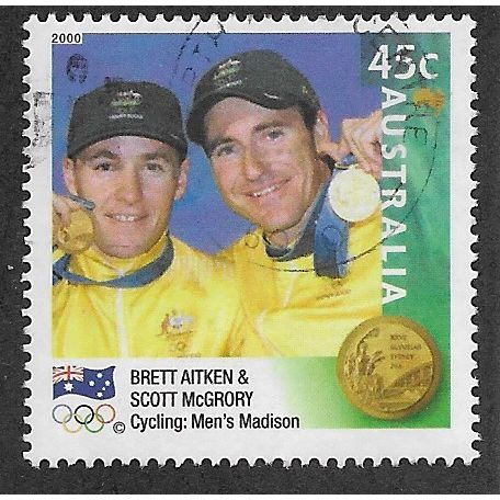 AUS 2000 45c 'GOLD MEDAL- CYCLING MENS MADISON' (LITHO) 'FINE USED (EBID59-061)