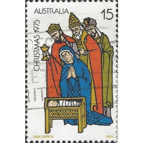 AUSTRALIA, CHRISTMAS, Three Kings at Manger, white 1975, 15c, #2