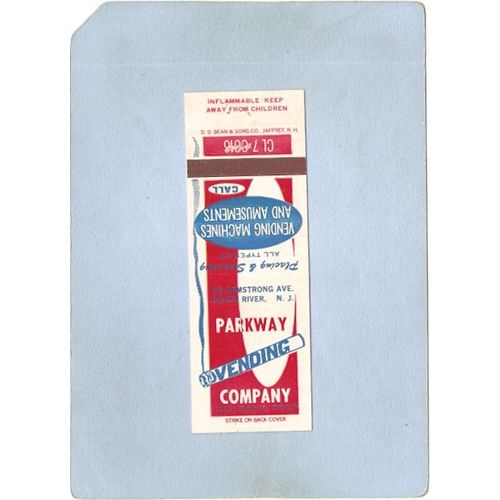 New Jersey South River Matchcover Parkway Vending Company 28 Armstrong Ave~3409