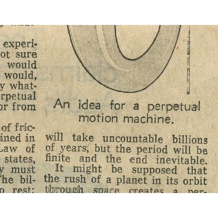 Perpetual Motion – Newspaper Cutting – Daily Telegraph - 1978