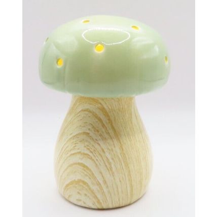 Green Ceramic Mushroom Ornament LED 13.5 CM Light Decor Gift Decor Christmas