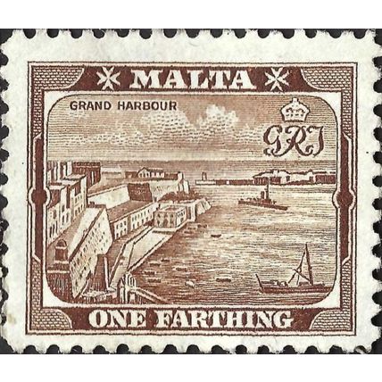 MALTA, Grand Harbour Valleta, brown 1938, ¼d, #4