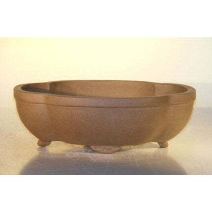 "Tan Unglazed Ceramic Bonsai Pot - Oval6.5"" x 4.5"" x 2.125"""