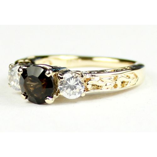 Smoky Quartz w/ 2 Accents, 10KY Gold Ring, R254