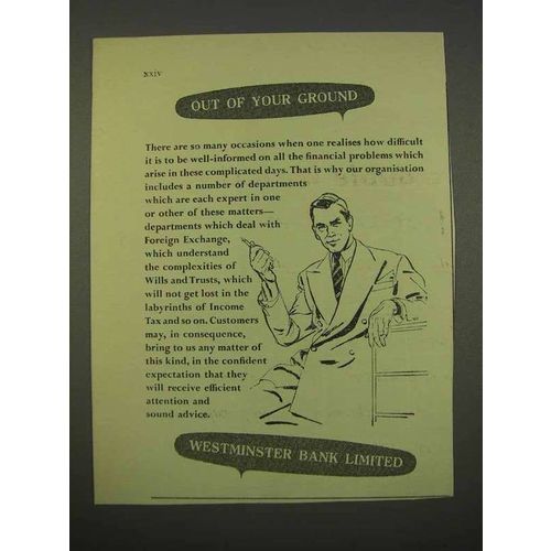 1955 Westminster Bank Limited Ad - Out of Your Ground