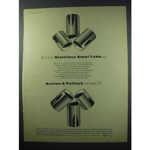 1960 Accles & Pollock Stainless Steel Tube Ad