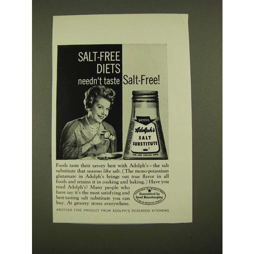 1960 Adolph's Salt Substitute Ad - Needn't Taste Salt-Free