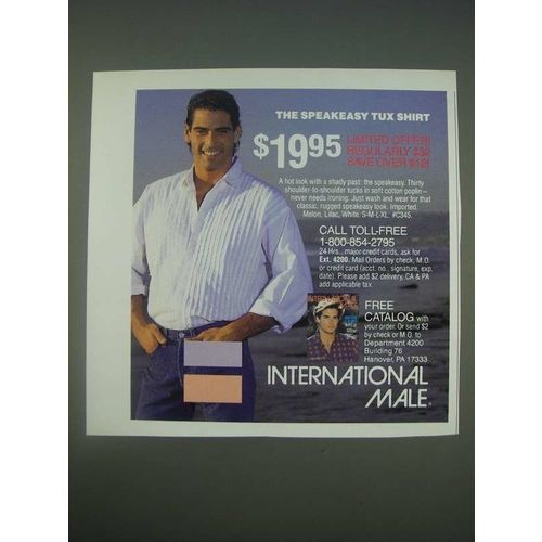 1989 International Male Speakeasy Tux Shirt Ad