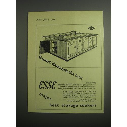 1948 Esse Major Heat Storage Cookers Ad - Export demands the best