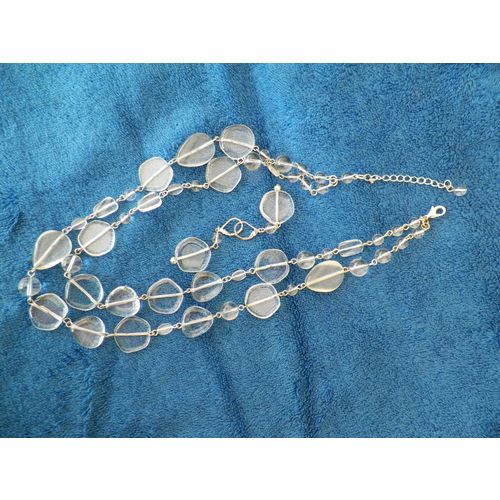 19'' CLEAR ART GLASS DUAL STRAND NECKLACE