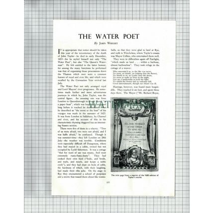 (6610) John Taylor Water Poet - 1954 Article