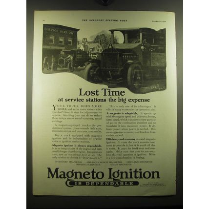 1920 Magneto Ignition Ad - Lost time at service stations the big expense