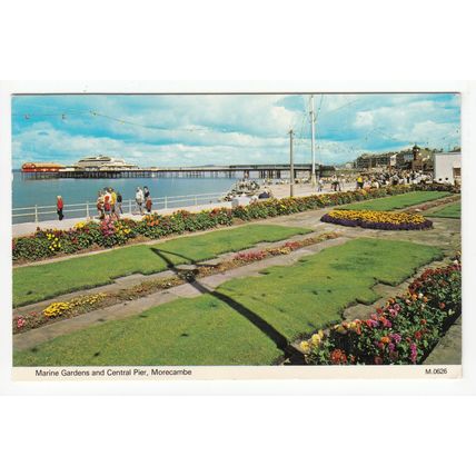 Marine Gardens and Central Pier Morecambe Postcard 1982 Lancashire