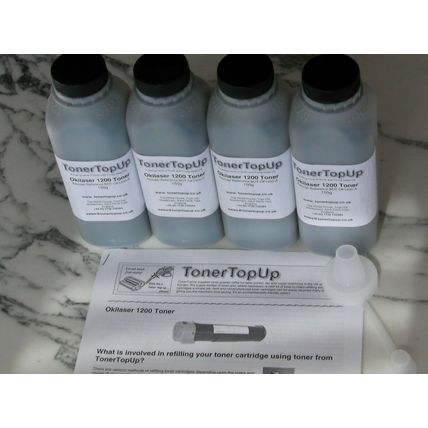 Four Bottles of Compatible Toner Refill Okilaser 1200 Okipage 16 52109201 B0052E