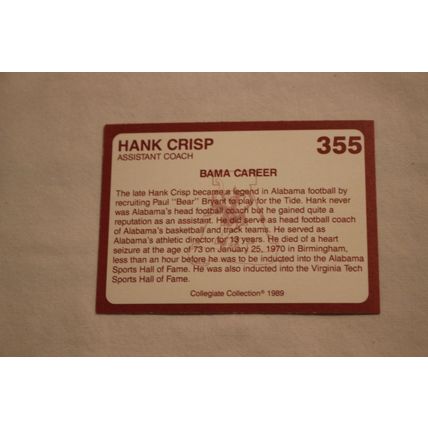 Hank Crip 1989 Collegiate Collection Alabama's Finest NO. 355