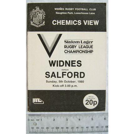 1980 programme Widnes v. Salford