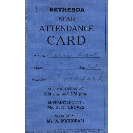 Bethesda Sunday School Ludgate Hill Church London Antique Attendance Card