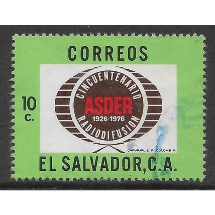 EL SALVADOR 1977 50th ANN OF BROADCASTING IN EL SALVADOR 10c EMBLEM SG1540 F/U