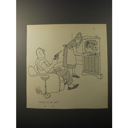 1953 Cartoon by George Price - Hands off that dial!