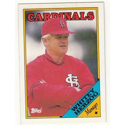 1988 Topps baseball card 744 Whitey Herzog MG and team checklist