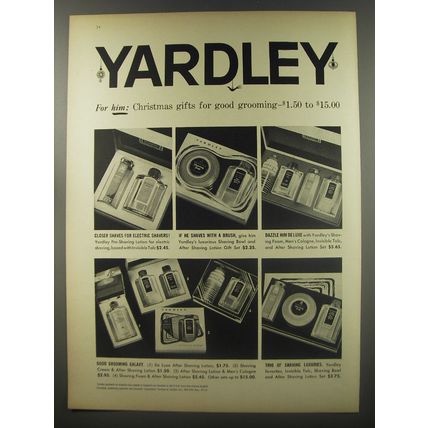 1956 Yardley Toiletries Ad - Yardley For him: Christmas gifts for good grooming