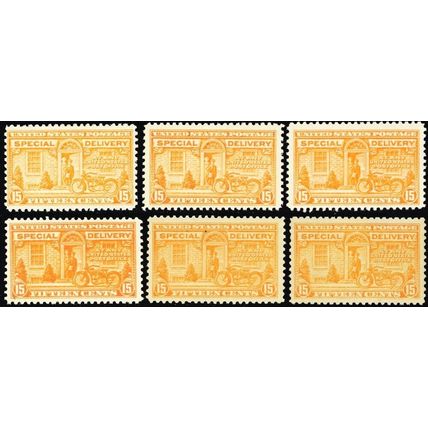 E13, Mint VF H 15¢ Six Special Delivery Stamps CV $240.00 * Stuart Katz