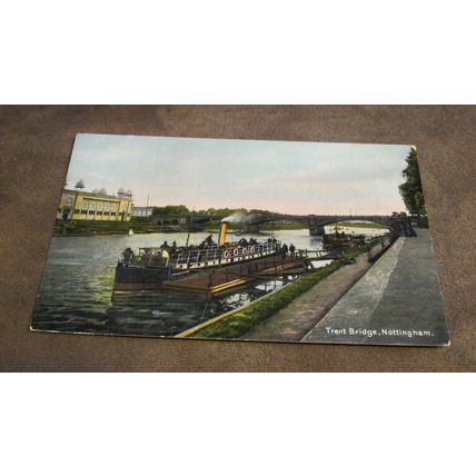 Early BB Postcard - Nottingham, River Trent Bridge with steamer boat