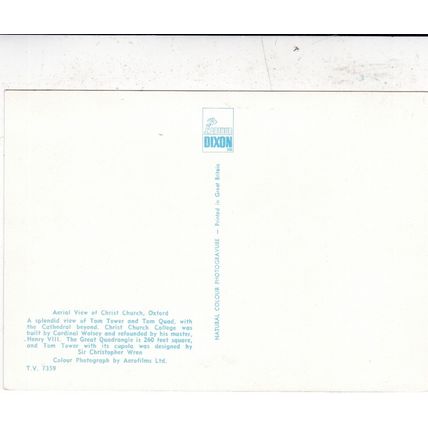 Christ Church Oxford Postcard unused VGC