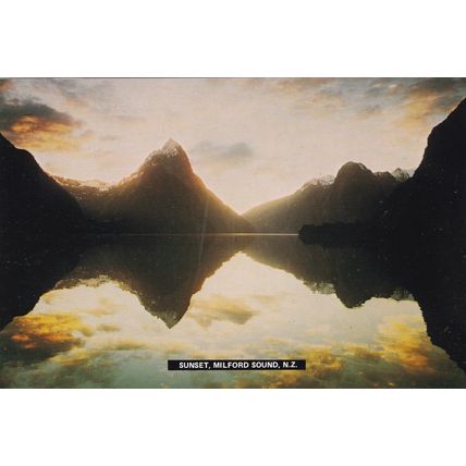 Milford Sound Sunset New Zealand Postcard unused VGC