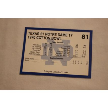 1970 Cotton Bowl 1990 Collegiate Collection Notre Dame NO. 81