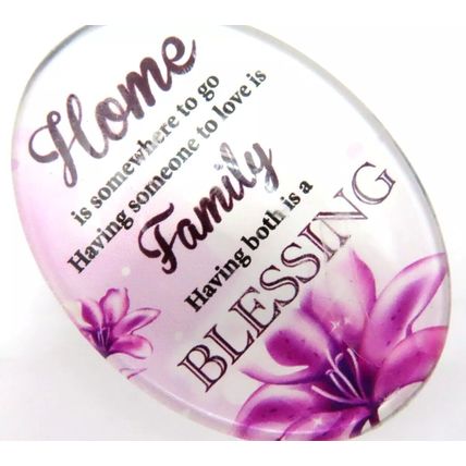 Home Family Blessing Fridge Magnet Enter Oval Glass 6 CM with Verse Gift