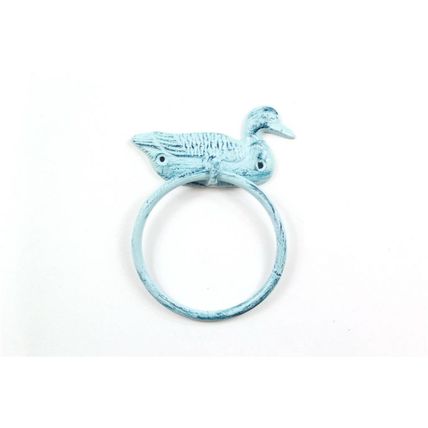 Pack Of 2] Rustic Dark Blue Whitewashed Cast Iron Mallard Duck Towel Holder ...