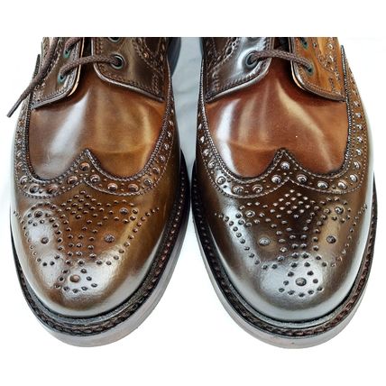 NEW UNWORN CROCKETT & JONES MENS BROWN CORDOVAN BROQUE DOUBLE RUBBER SOLE & HEEL