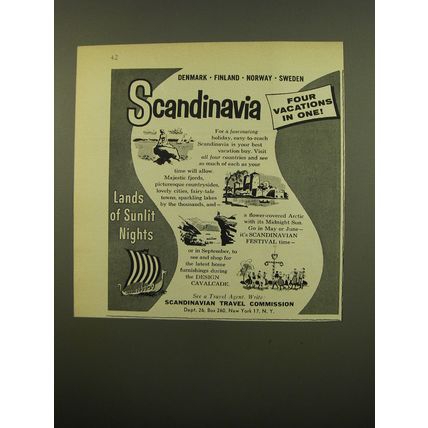 1961 Scandinavian Travel Commission Ad - Denmark Finland Norway Sweden
