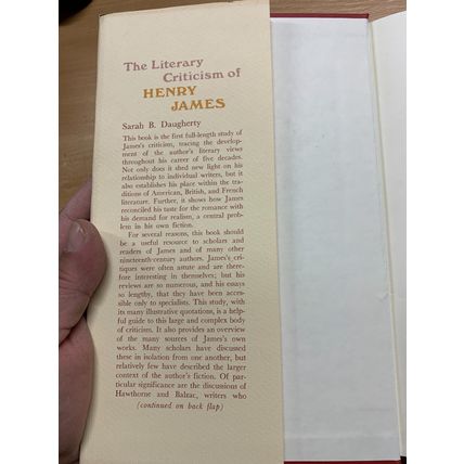 1981 "THE LITERARY CRITICISM OF HENRY JAMES" USA HARDBACK BOOK (P4)