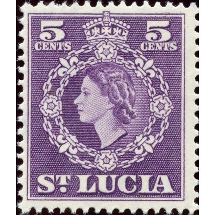 St Lucia QEII 1954 5c Violet Hinged Mounted Mint MM SG 176 Sc 161 stamp